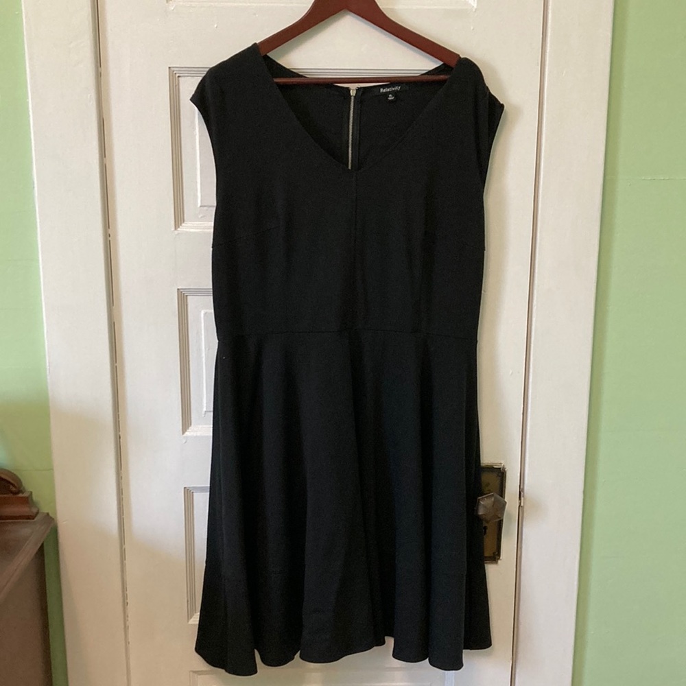 Black flare dress with zipper detail